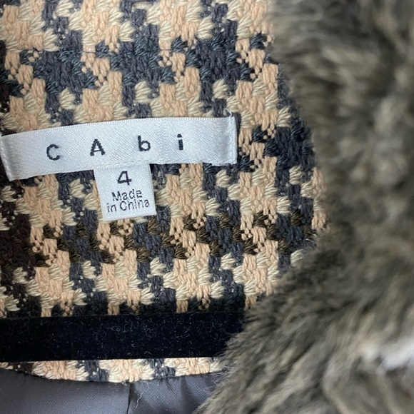 CABI Houndstooth Zip Tweed Sweater Career Academia Cardigan Blazer Jacket size 4 - Picture 3 of 15